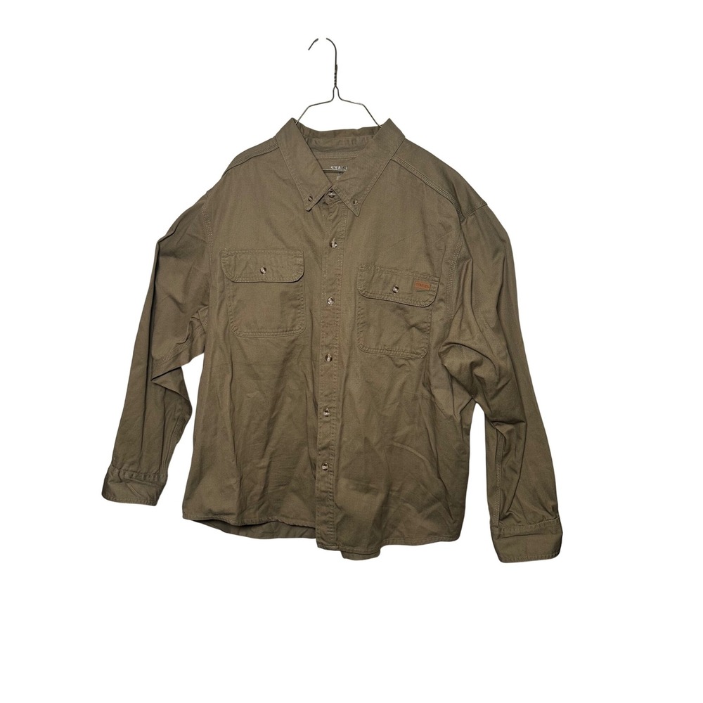 Stanley XXXL brown‎ Long Sleeve Button Down Shirt Menswear Casual